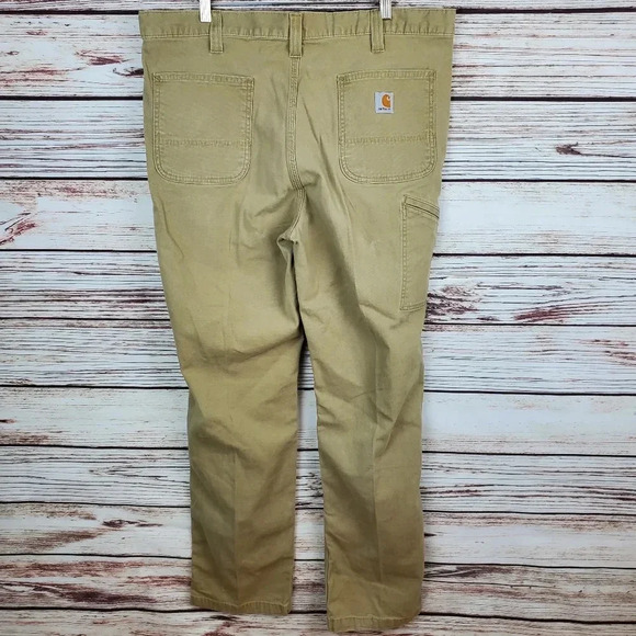 Carhartt Men's 38x34 Relaxed Fit Rigby Dungaree Tan Canvas Pants - Picture 5 of 11